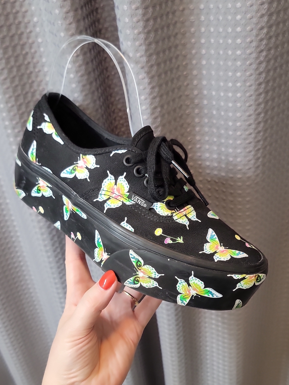 Vans Black Morph Blackou Glow In the Dark Eye Butterfly Platform Sneakers Size 9